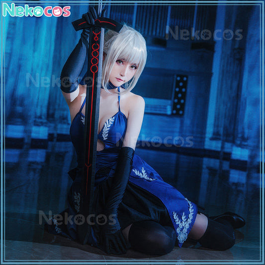 【Nekocos】Game Fate/stay night Cosplay Altria Pendragon Black Dress Cosplay Costume | In Stock