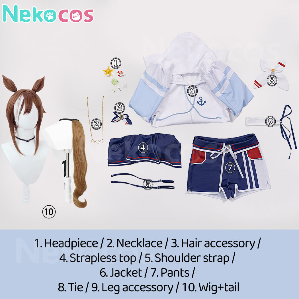 【Nekocos】Game Uma Musume Pretty Derby Cosplay Cheval Grand Swimsuit Cosplay Costume | Custom-Tailor