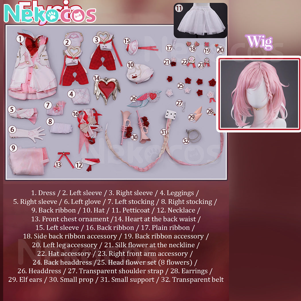 【Nekocos】Game Honkai Impact 3rd Cosplay Elysia Fairy of Love’s Wish Cosplay Costume Premium Edition | Custom-Tailor