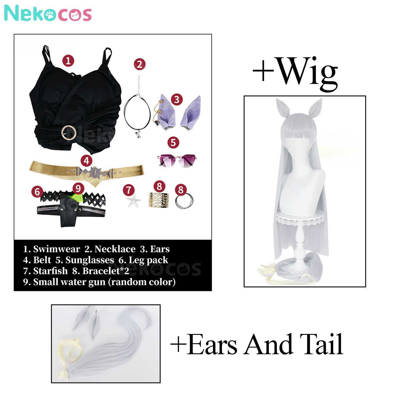 【Nekocos】Game Uma Musume Pretty Derby Cosplay Gold Ship Swimsuit Cosplay Costume | Custom-Tailor