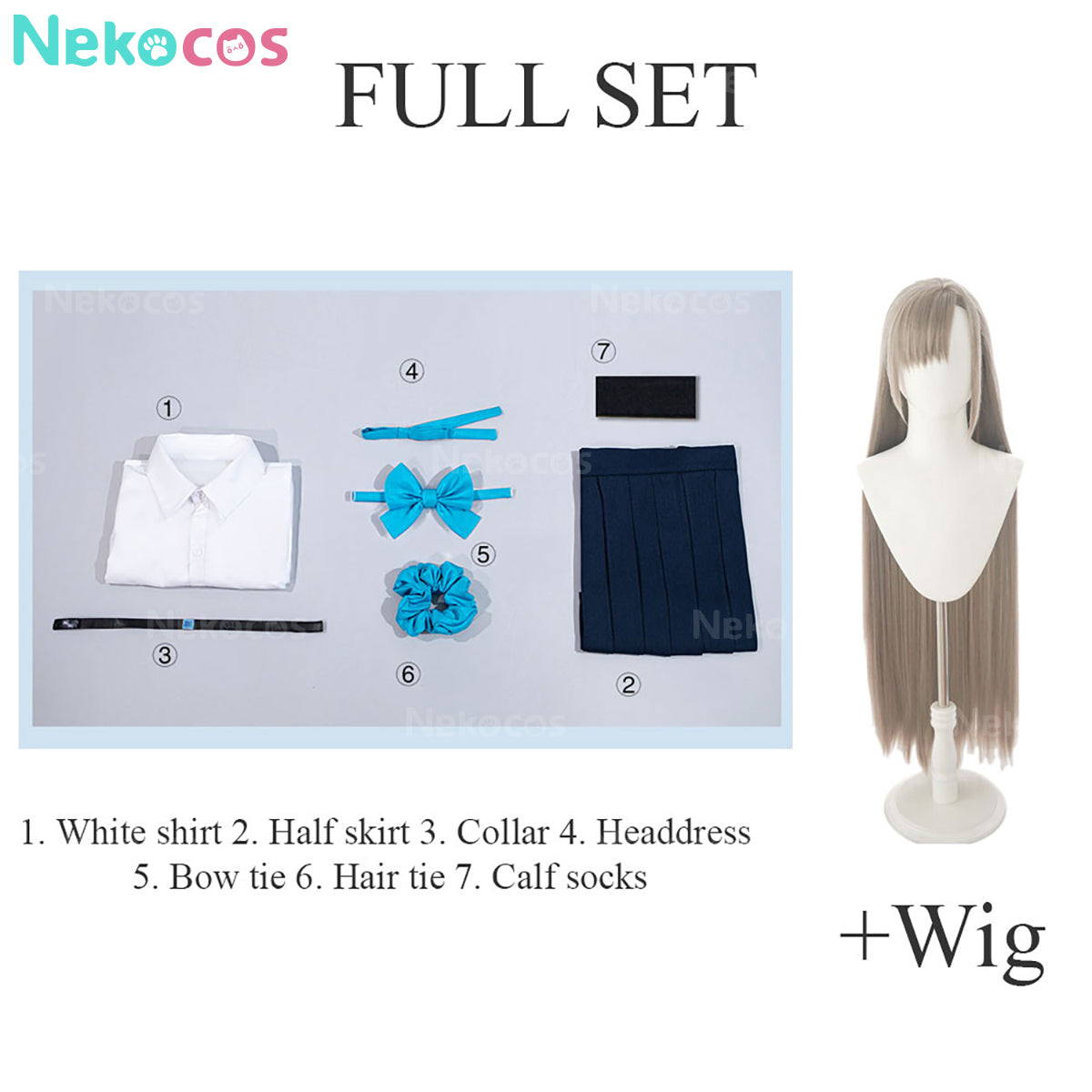 【Nekocos】Game Cosplay Shiroko Sunaookami Cosplay Costume | In Stock