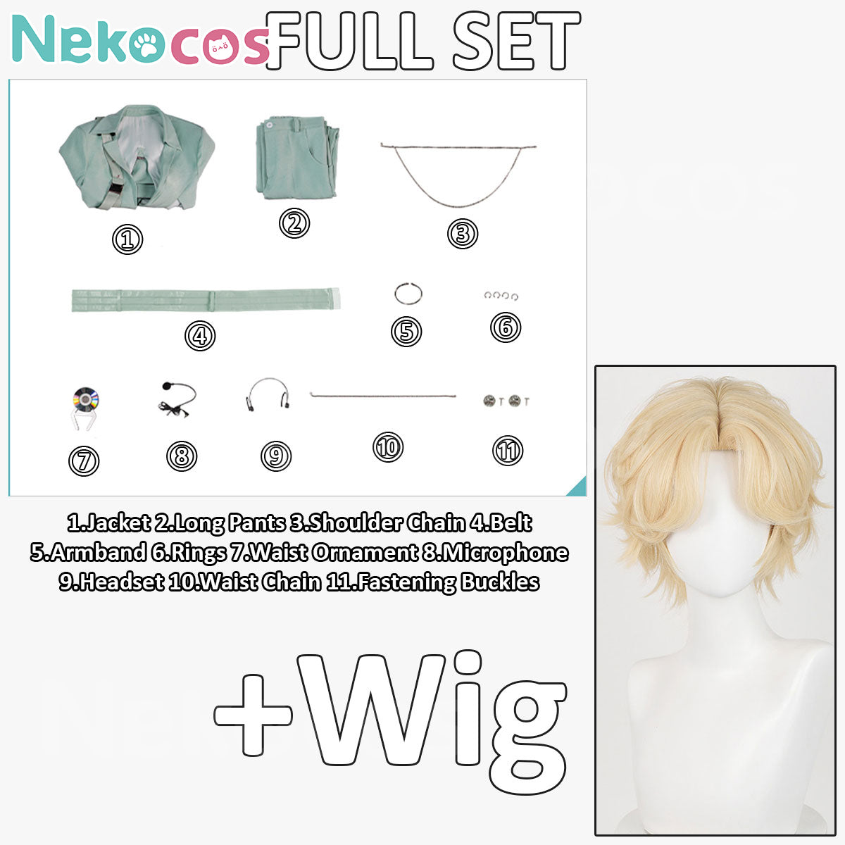 Full set of 【Nekocos】Anime Cosplay Luka Cosplay Costume | Custom-Tailor including wig and accessories.