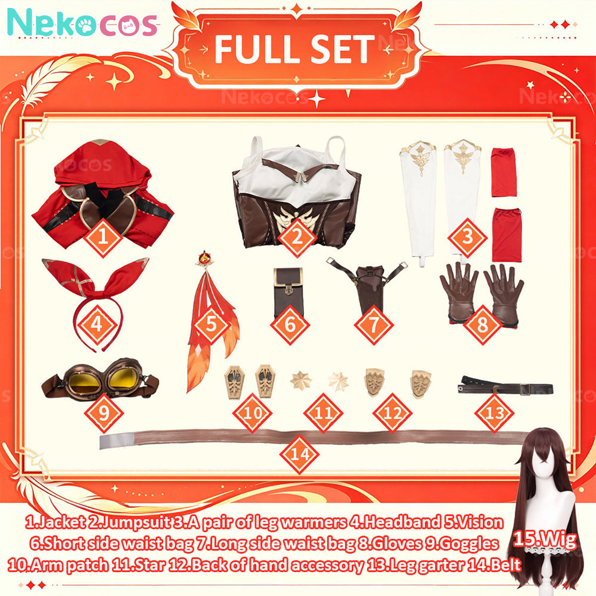【Nekocos】Game Genshin Impact Cosplay Amber Cosplay Costume Premium Edition | Custom-Tailor