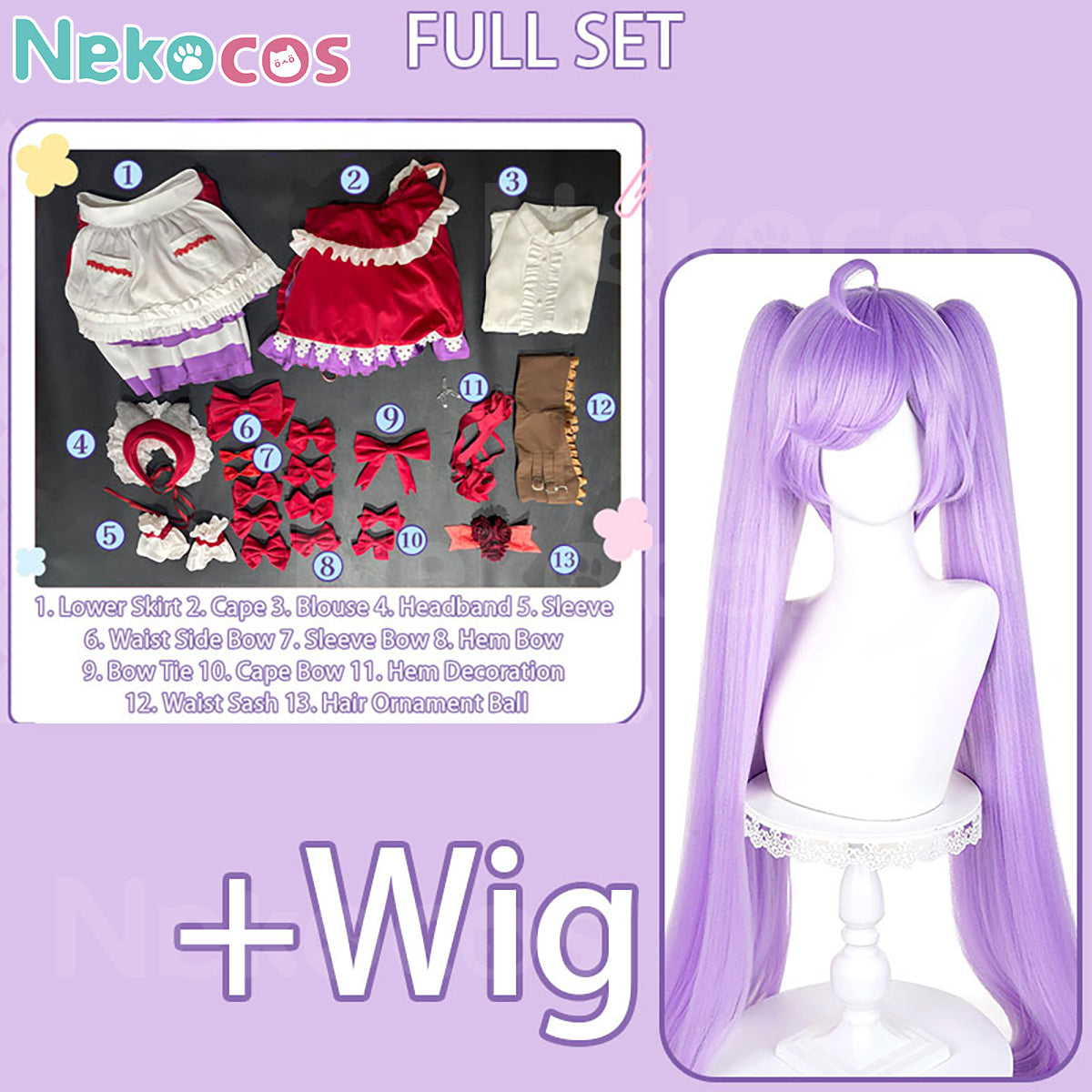 【Nekocos】Game Cosplay Laala Manaka Charafuku Kuji Online 10th Anniversary Cosplay Costume | In Stock