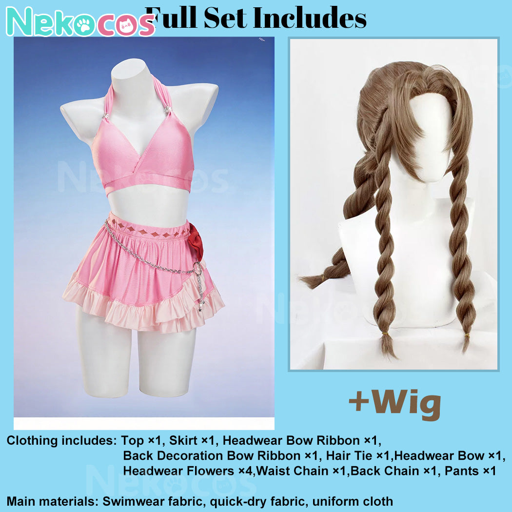 【Nekocos】Game Cosplay Aerith Gains Swimsuit Cosplay Costume | Custom-Tailor