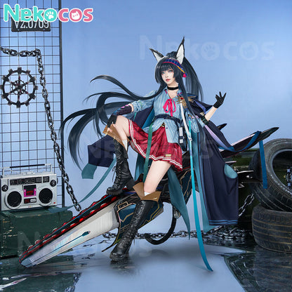 【Nekocos】Game Arknights Cosplay Blaze Explosive Blue Flame Cosplay Costume Premium Edition | Custom-Tailor