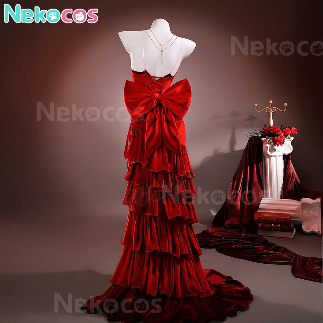 【Nekocos】Game Cosplay Aerith red Dress Cosplay Costume Premium Edition | Custom-Tailor
