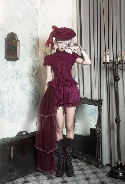 Dragon Bone Cemetery - Gothic Lolita Blouse, Detachable Bell Sleeves