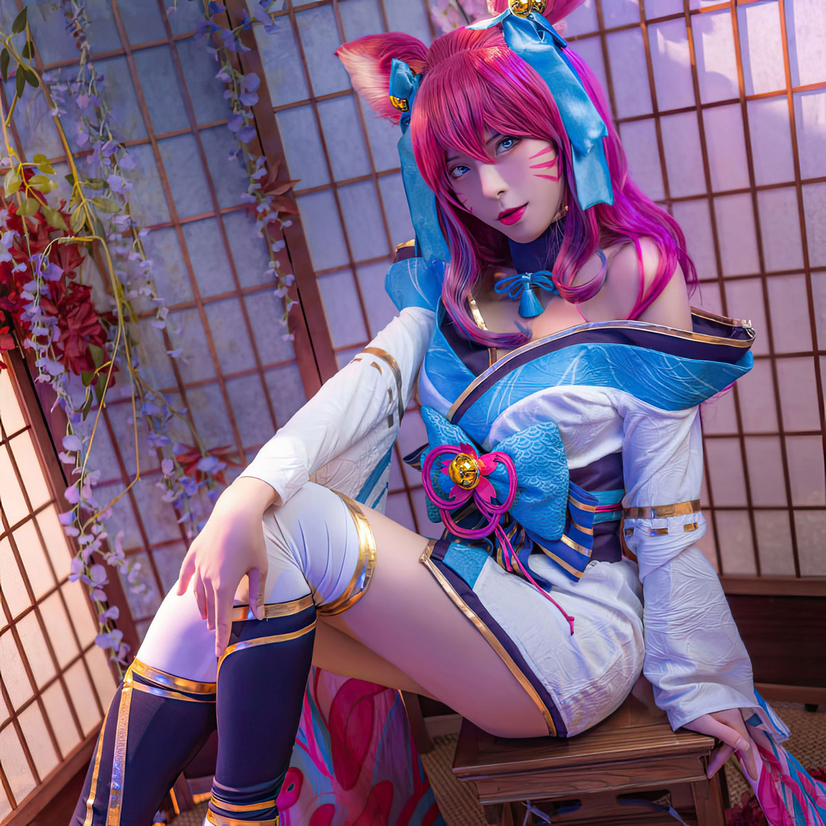 【Nekocos】Game League of Legends Cosplay Spirit Blossom Ahri Cosplay Costume | In Stock