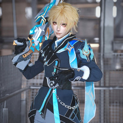 Nekocos Game Genshin Impact CosplayAether Traveler Snezhnaya Skin Costume Premium Edition | In Stock