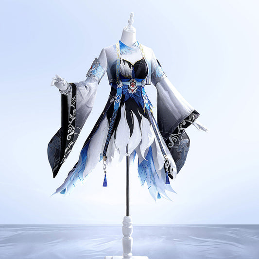 Yangyang Cosplay Costume Premium Edition Wuthering Waves Cosplay displayed on a mannequin in a bright setting.