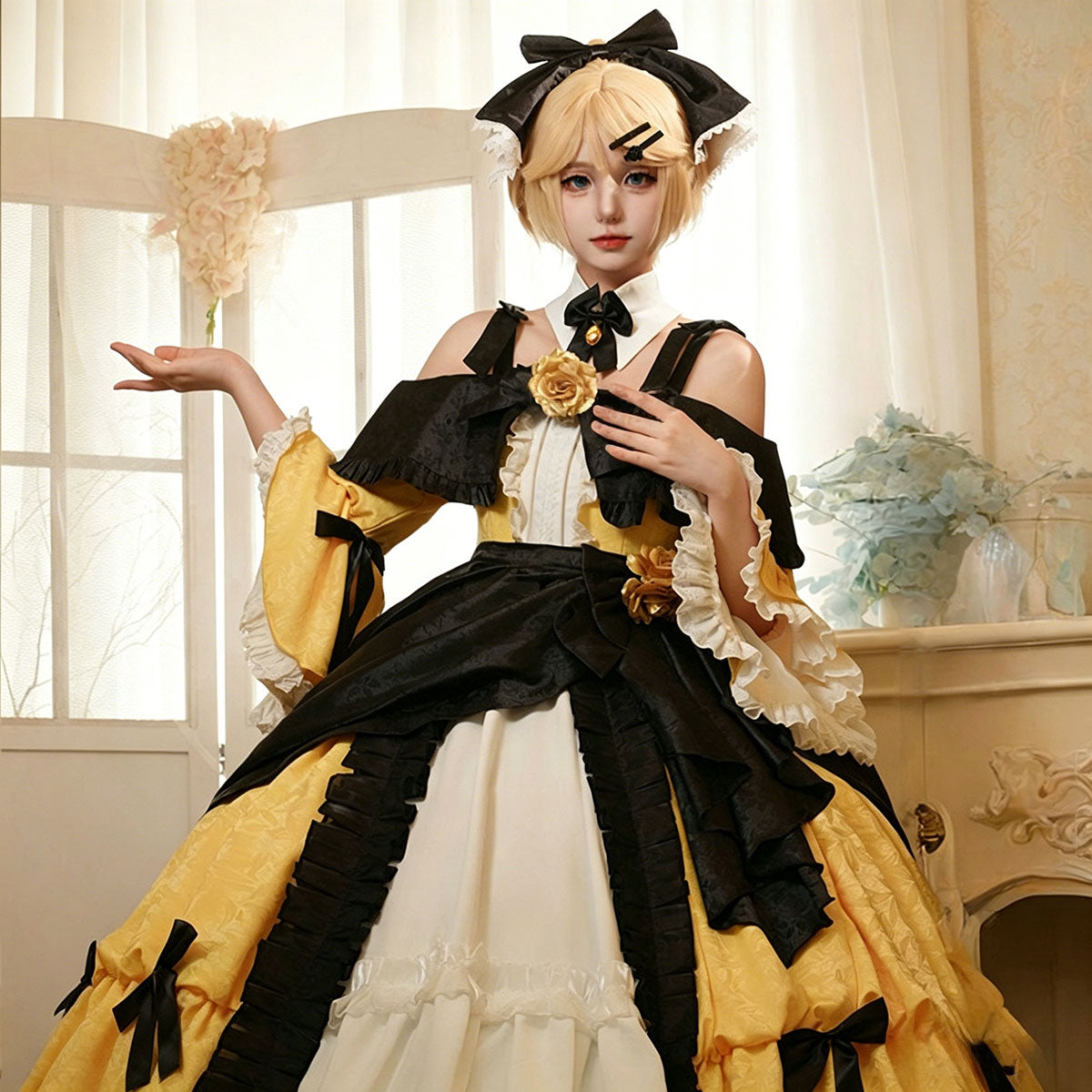 【Nekocos】Vocaloid Kagamine Rin Cosplay Costume The Daughter of Evil Princess Riliane Dress | In Stock