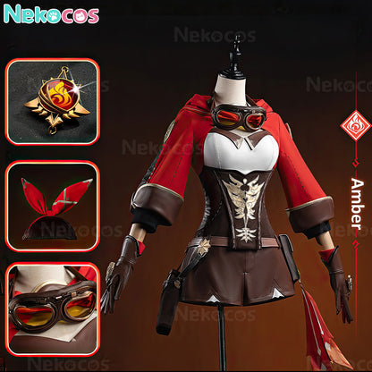 【Nekocos】Game Genshin Impact Cosplay Amber Cosplay Costume Premium Edition | Custom-Tailor