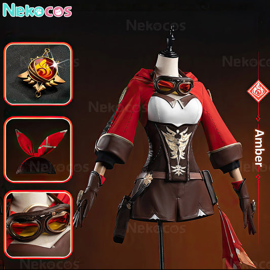 【Nekocos】Game Genshin Impact Cosplay Amber Cosplay Costume Premium Edition | Custom-Tailor