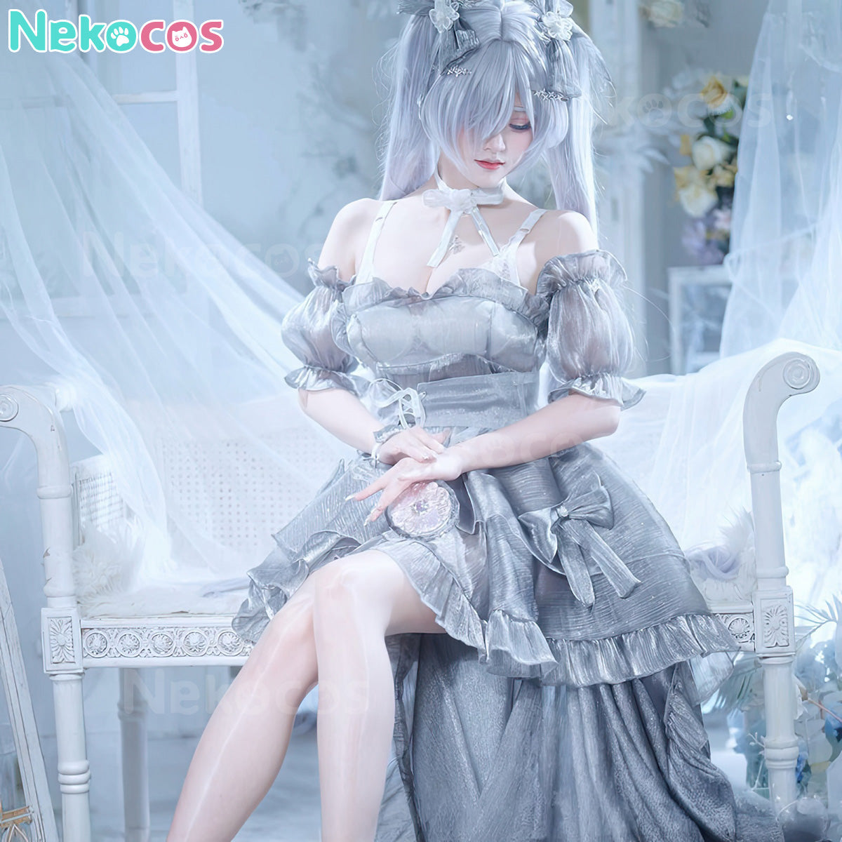 【Nekocos】Game Cosplay Cinderella Glass Princess Cosplay Costume | In Stock