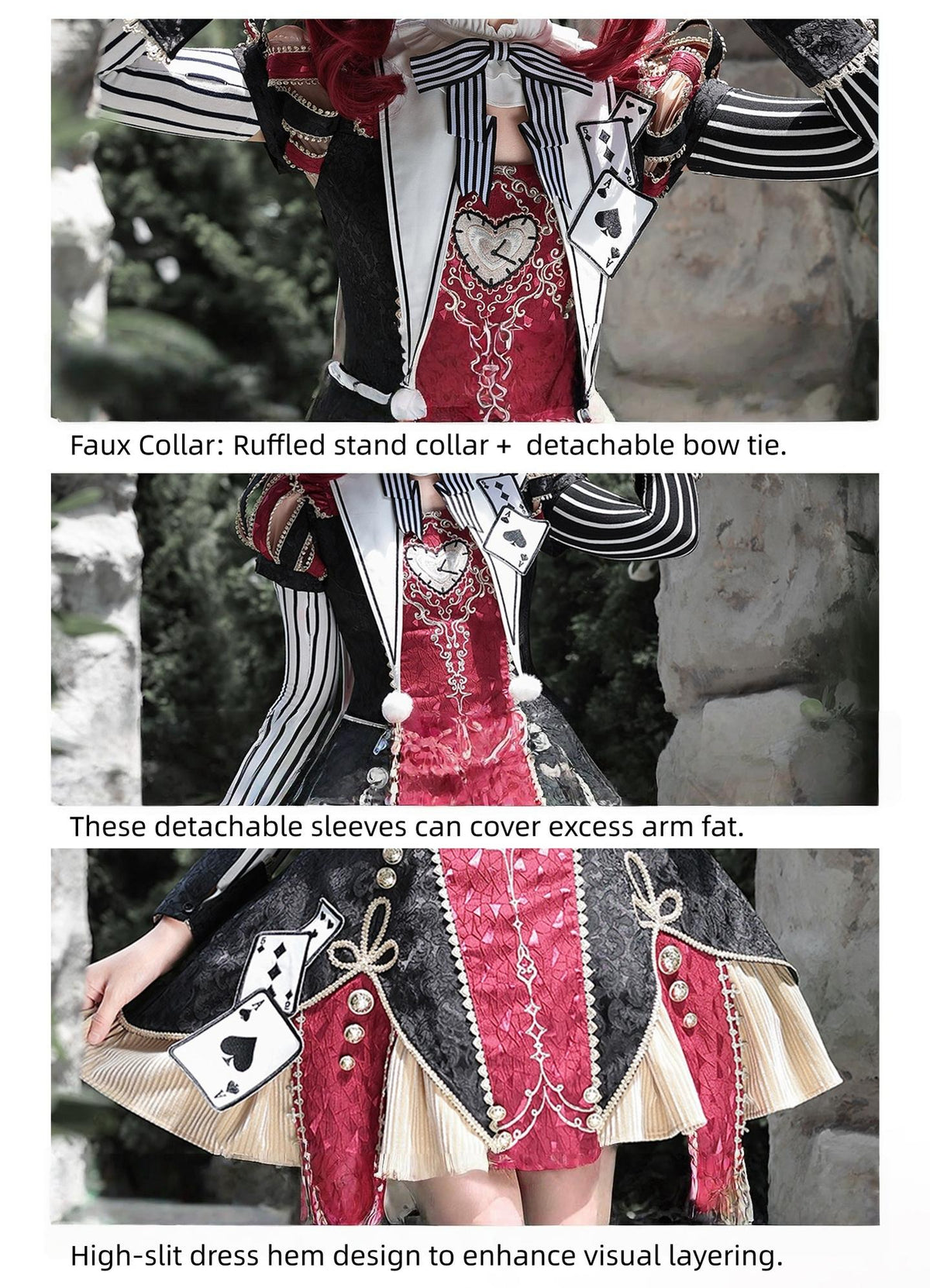 Circus Fantasy Night - Gothic Lolita Jacquard Dress, Pointed Tail Hem
