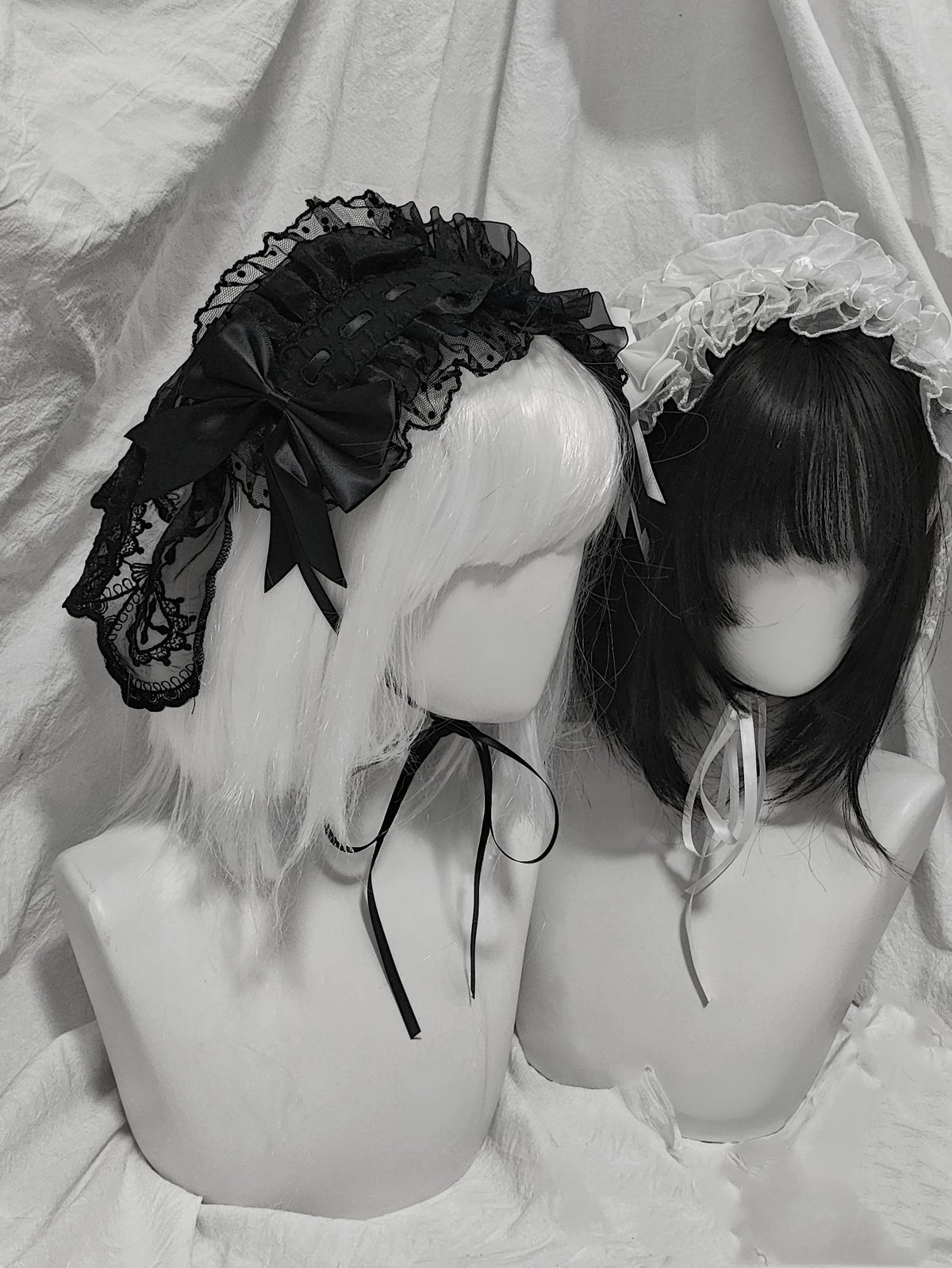 Halloween Gothic Lolita Lace Veil Hairband, Cross Embroidery