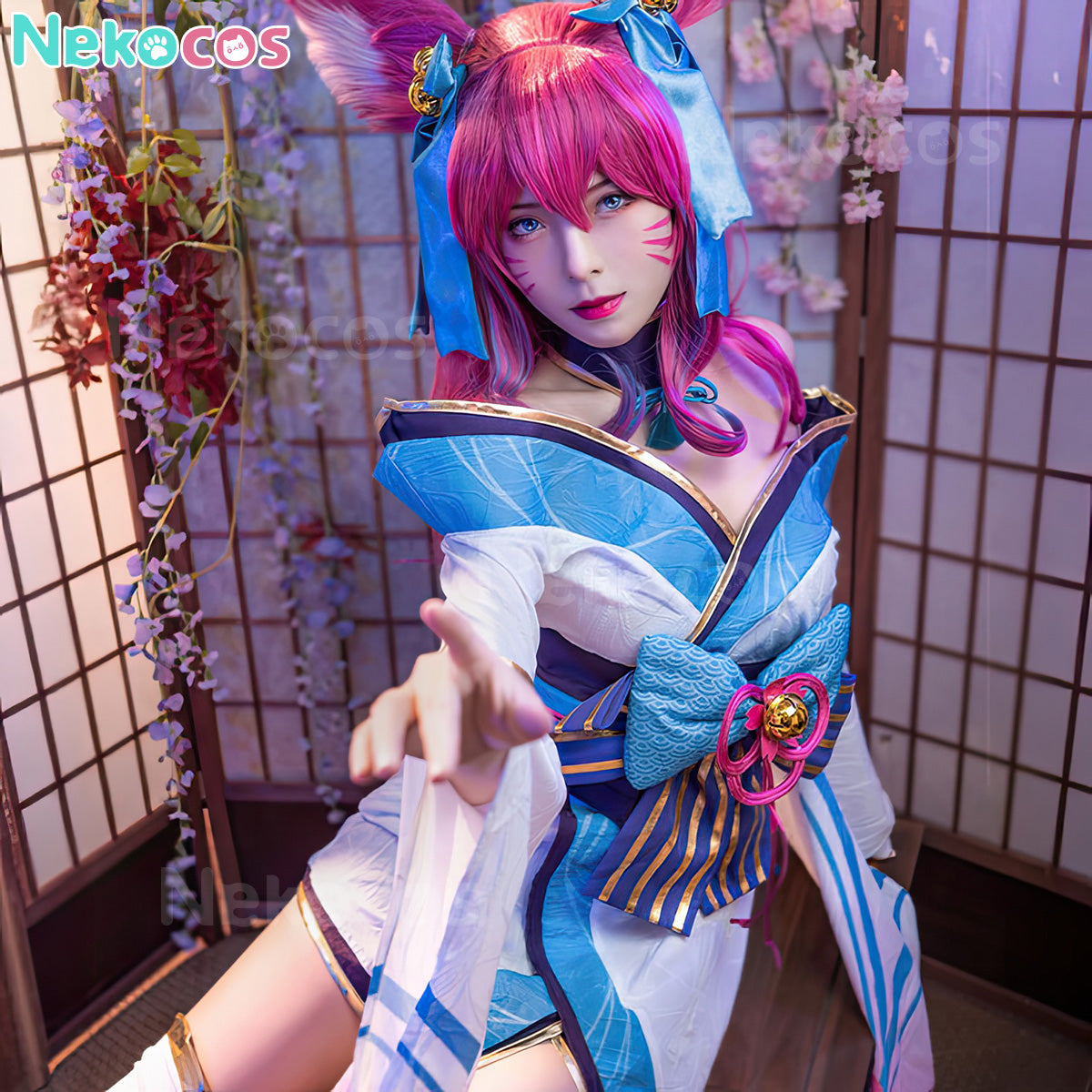 【Nekocos】Game League of Legends Cosplay Spirit Blossom Ahri Cosplay Costume | In Stock