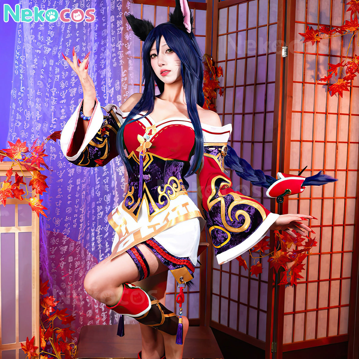 【Nekocos】Game League of Legends Cosplay Ahri The Nine Tailed Fox Cosplay Costume | Custom-Tailor