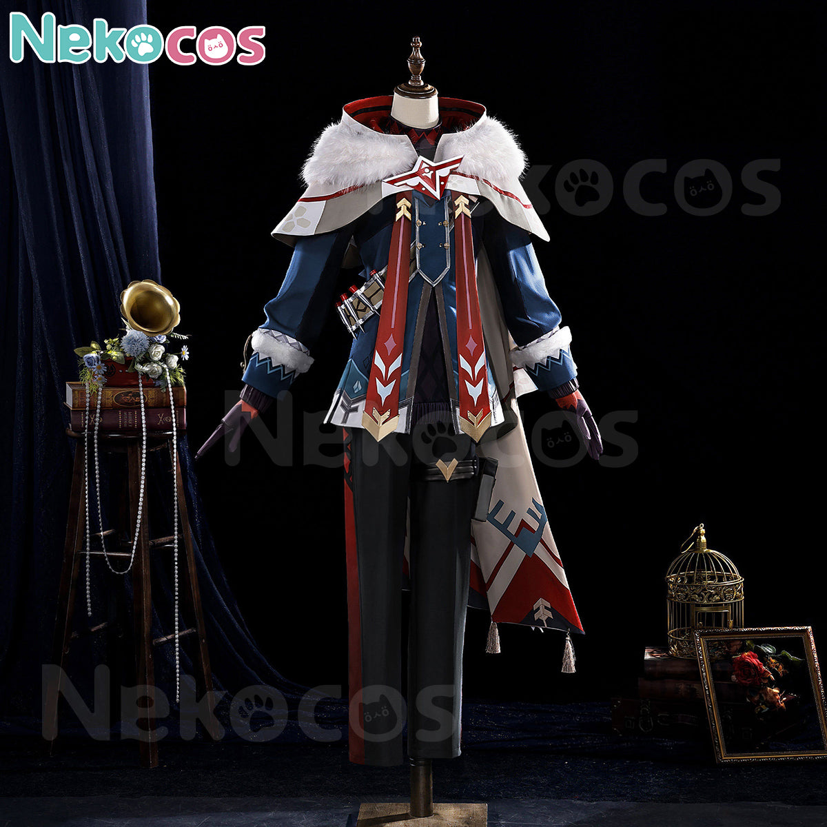 【Nekocos】Game Genshin Impact Cosplay Alyosha Cosplay Costume Premium Edition | Custom-Tailor displayed on a mannequin.