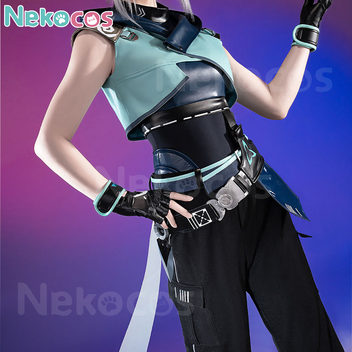 【Nekocos】Game Cosplay Jett Cosplay Costume | Custom-Tailor showcased in vibrant colors.