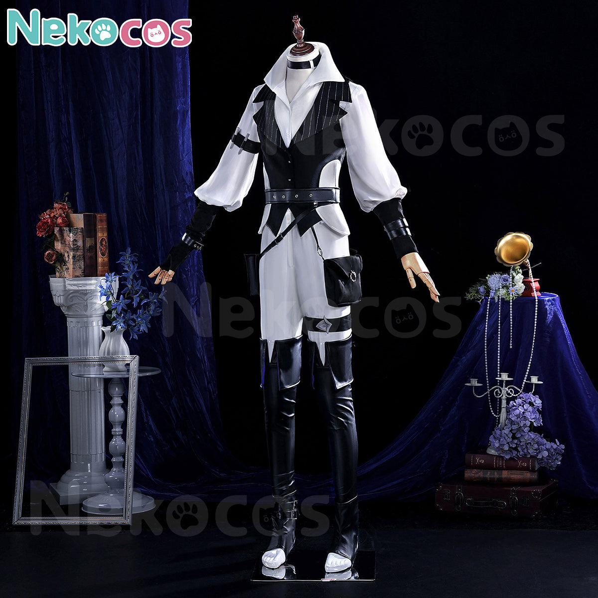【Nekocos】Game Genshin Impact Cosplay Lohen Cosplay Costume | Custom-Tailor displayed on a mannequin.