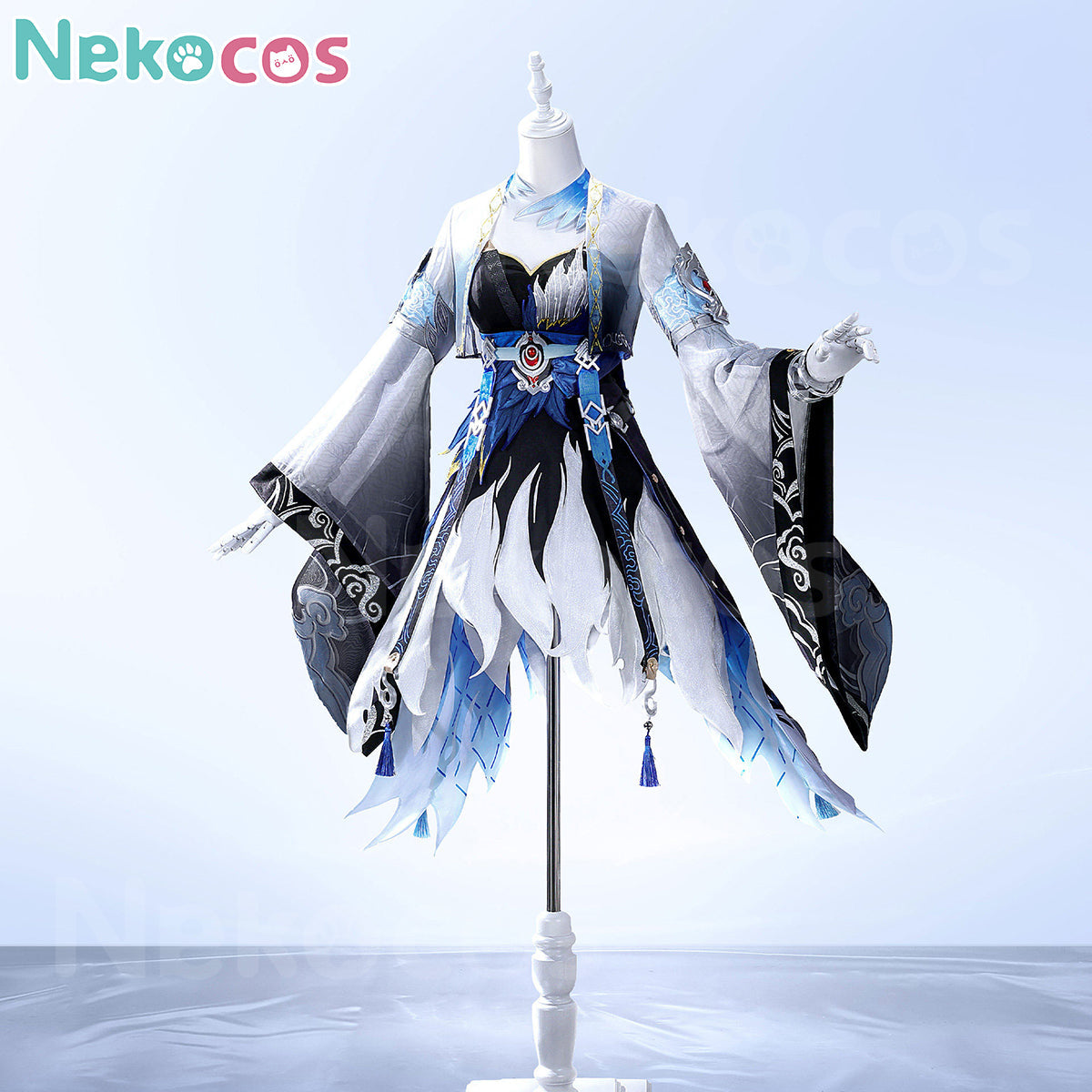 Yangyang Cosplay Costume Premium Edition Wuthering Waves Cosplay displayed on a mannequin with intricate details and design.