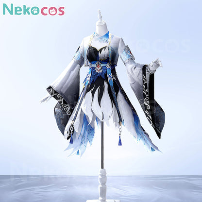 Yangyang Cosplay Costume Premium Edition Wuthering Waves Cosplay displayed on a mannequin with intricate details and design.