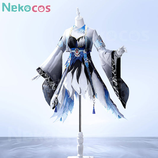 Yangyang Cosplay Costume Premium Edition Wuthering Waves Cosplay displayed on a mannequin with intricate details and design.