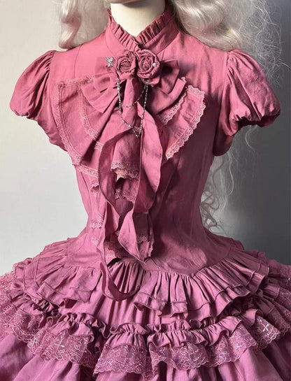 Dragon Bone Cemetery - Gothic Lolita Blouse, Detachable Bell Sleeves