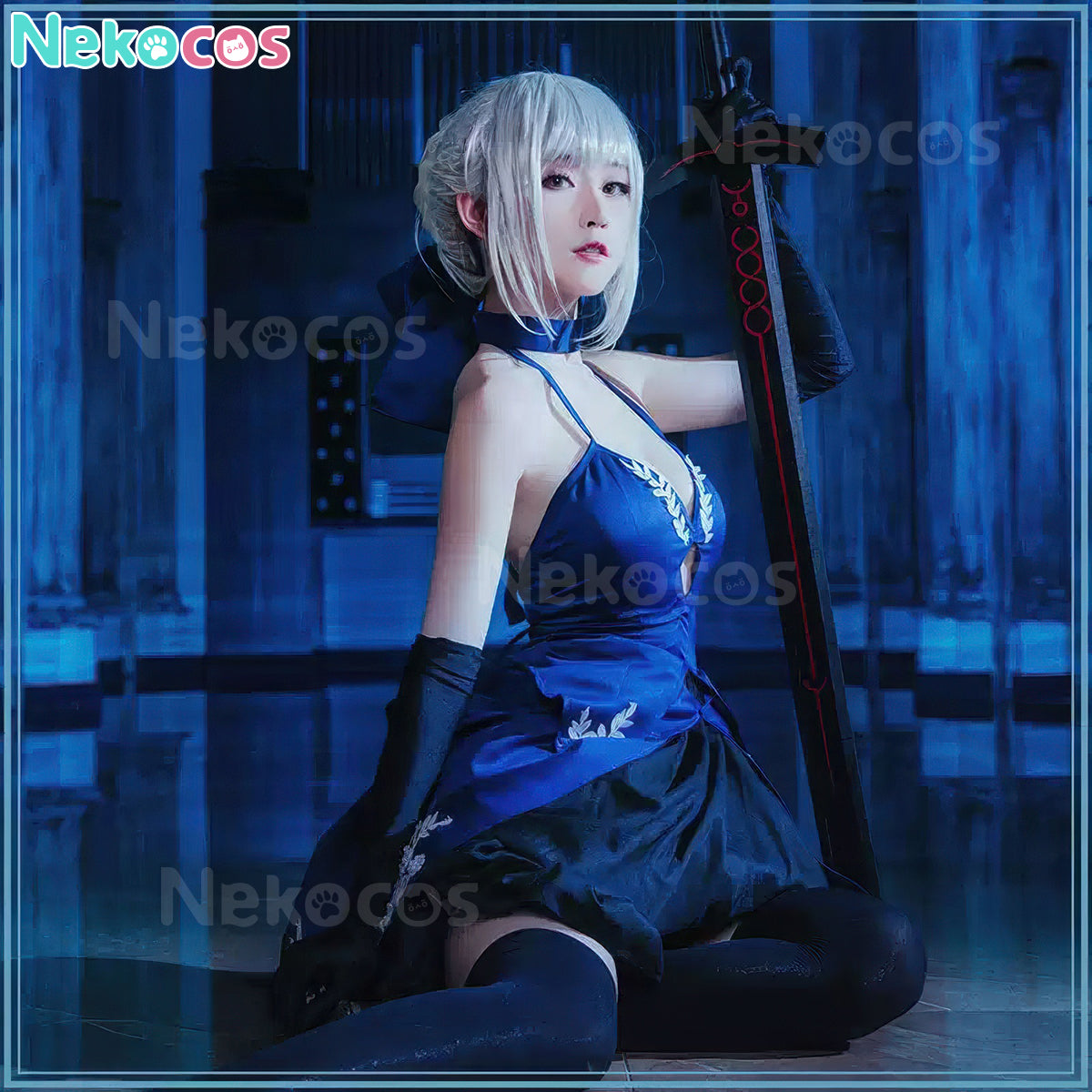 【Nekocos】Game Fate/stay night Cosplay Altria Pendragon Black Dress Cosplay Costume | In Stock