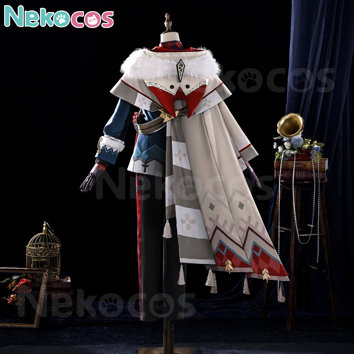 Nekocos Game Genshin Impact Cosplay Alyosha Cosplay Costume Premium Edition | Custom-Tailor on display with detailed design and accessories.