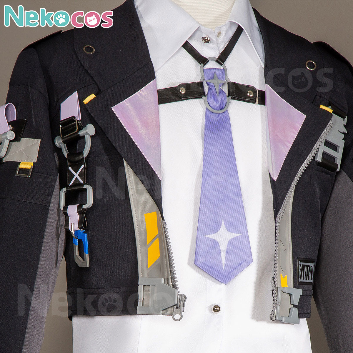 【Nekocos】Game Neverness to Everness Cosplay Esper Zero Cosplay Costume | In Stock close-up detail of the jacket and accessories
