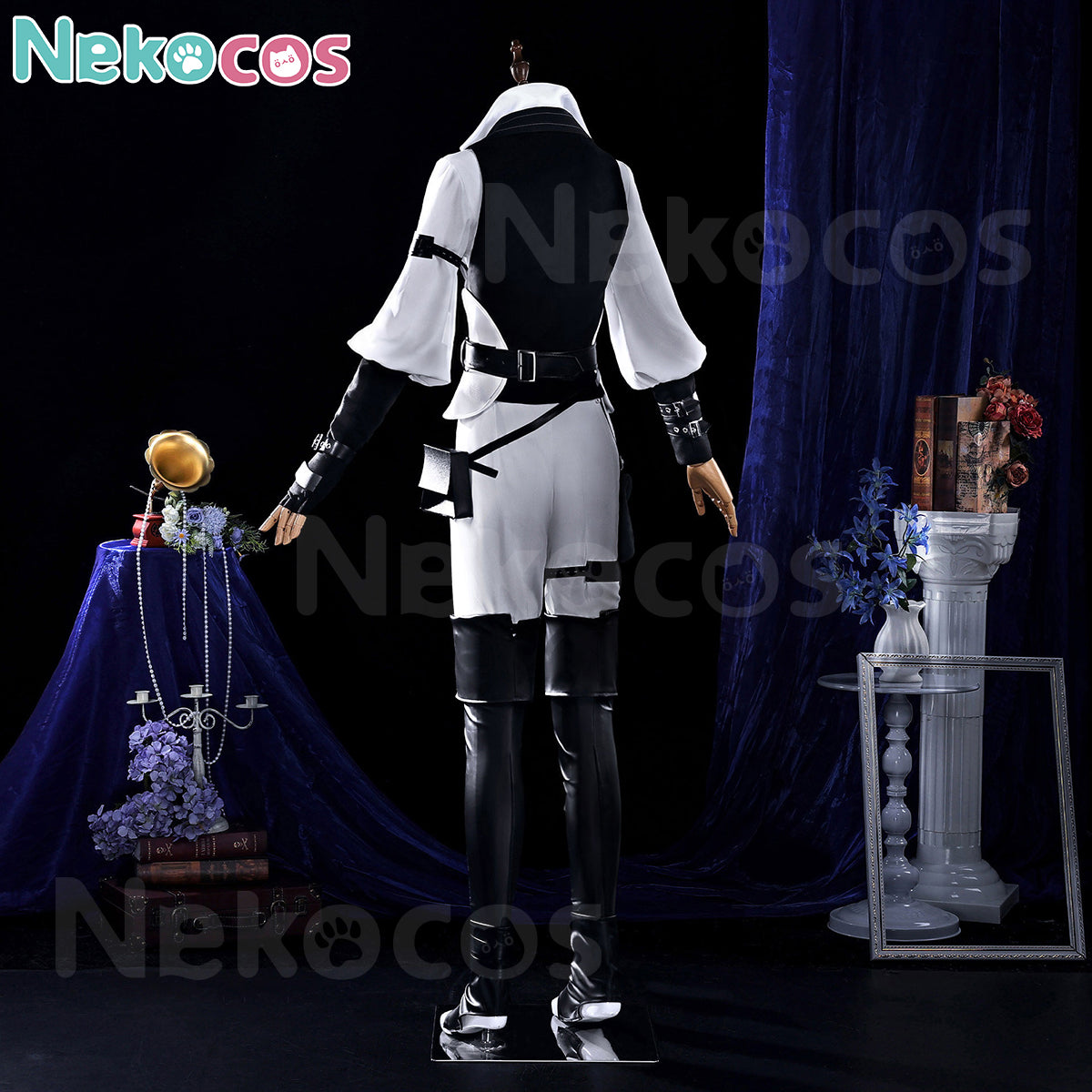 【Nekocos】Game Genshin Impact Cosplay Lohen Cosplay Costume | Custom-Tailor displayed on a mannequin from the back.
