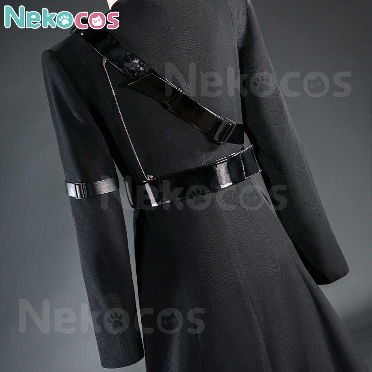 【Nekocos】Anime Cosplay Ivan Cosplay Costume | Custom-Tailor display featuring detailed black costume straps.