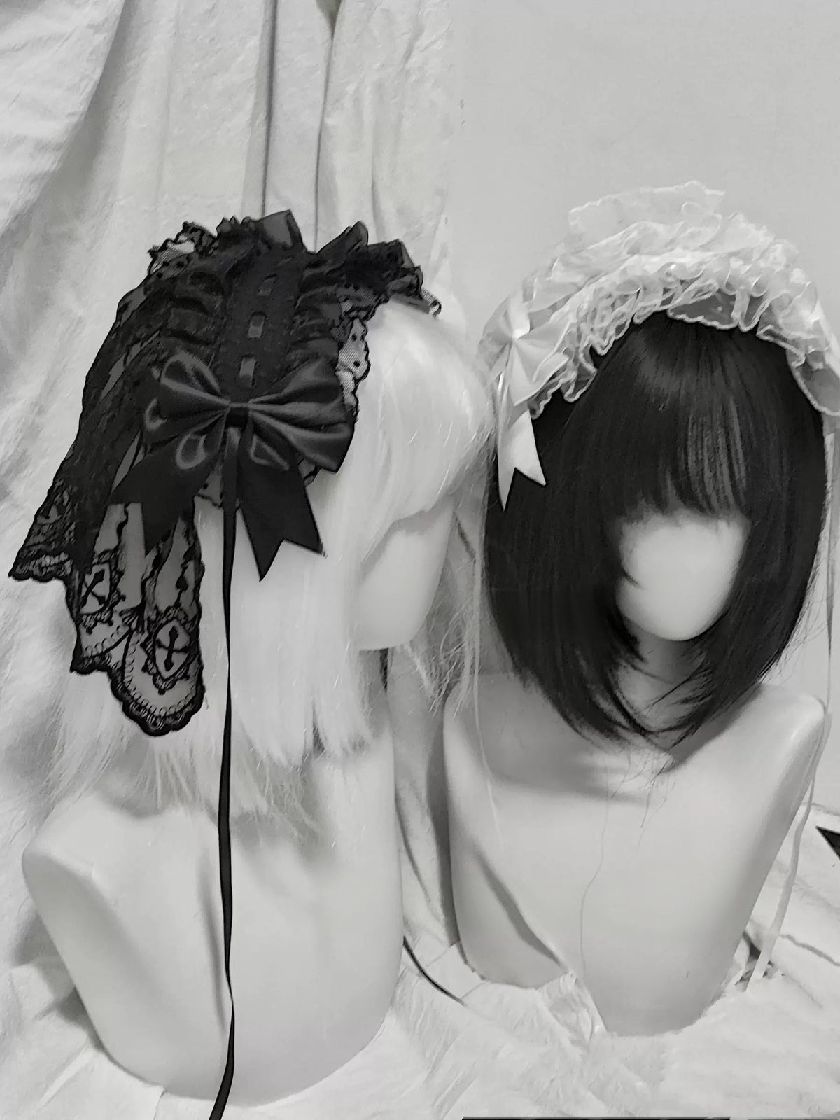 Halloween Gothic Lolita Lace Veil Hairband, Cross Embroidery