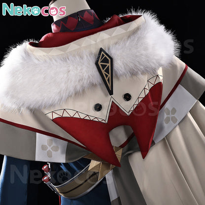 Nekocos Game Genshin Impact Cosplay Alyosha Cosplay Costume Premium Edition | Custom-Tailor detailed close-up of cape design.