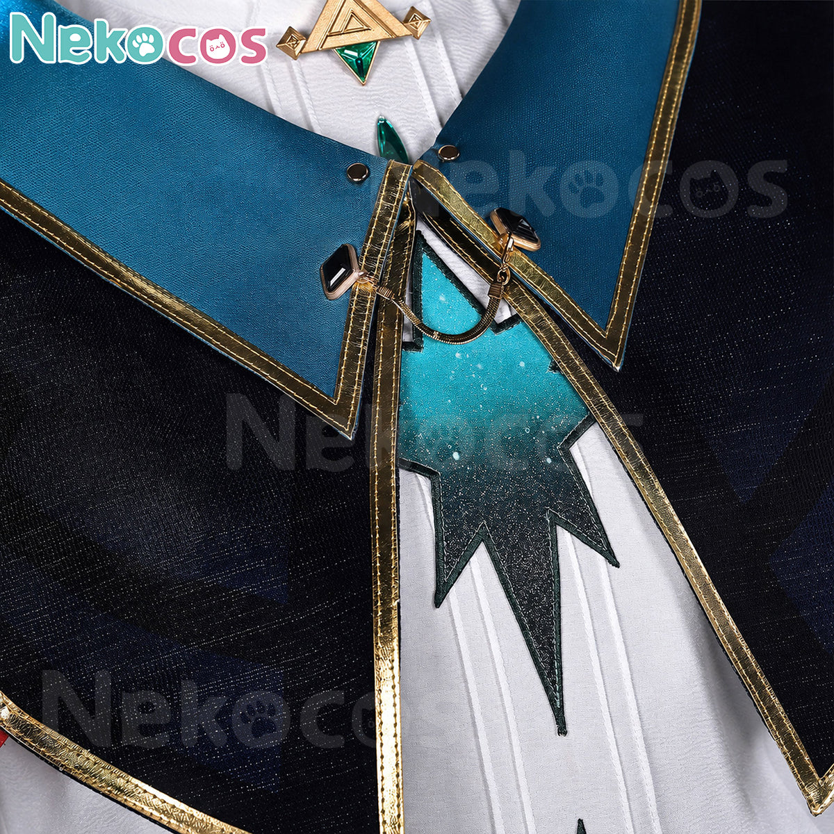 Close-up of the collar and detailing of the 【Nekocos】Game Honkai: Star Rail cosplay Anaxa cosplay costume | In Stock.