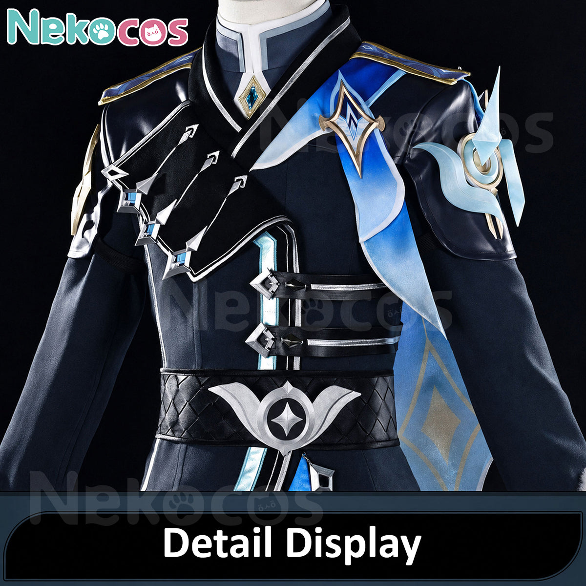 Detail display of 【Nekocos】Game Genshin Impact CosplayAether Traveler Snezhnaya Skin Costume Premium Edition