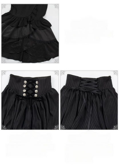 Night Crow - Elegant Gothic Lolita Blouse or Skirt Set, Irregular Hem
