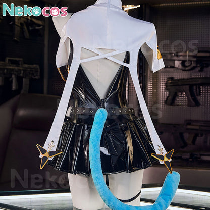Nekocos Game Neverness to Everness Cosplay Elite Operative Mint Cosplay Costume back view with unique tail and detailing.