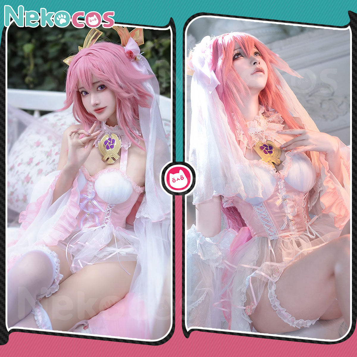 Nekocos Game Genshin Impact Cosplay Yae Miko Bride Ver. Cosplay Costume | Custom-Tailor, featuring a detailed design and vibrant colors.