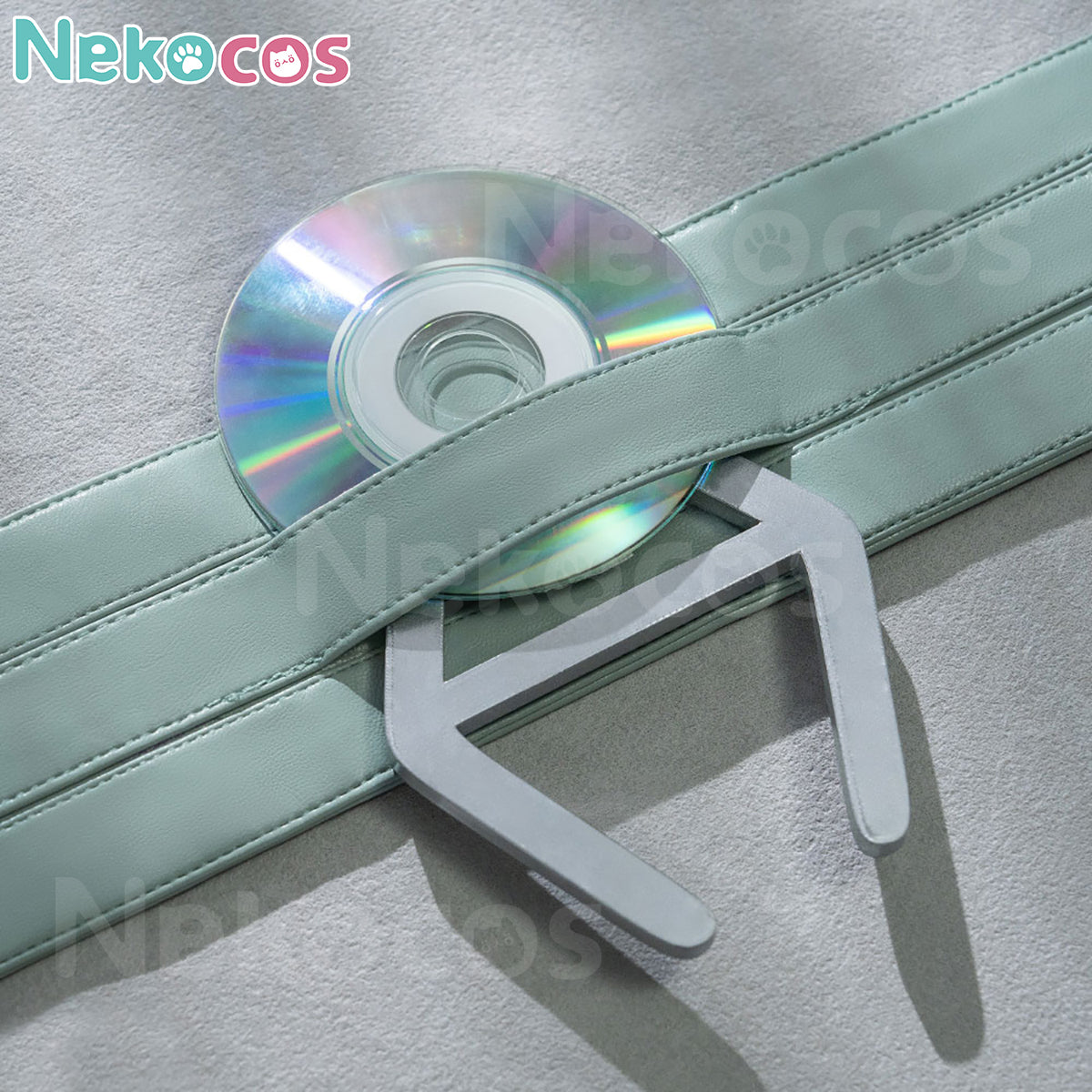 【Nekocos】Anime Cosplay Luka Cosplay Costume | Custom-Tailor with a CD and accessory detail on a soft surface.
