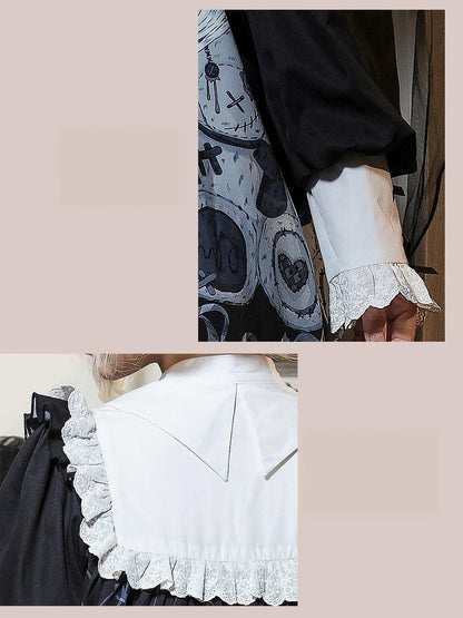 Bandage Bear - Gothic Lolita Long-Sleeve OP Dress, Teddy Bear Print