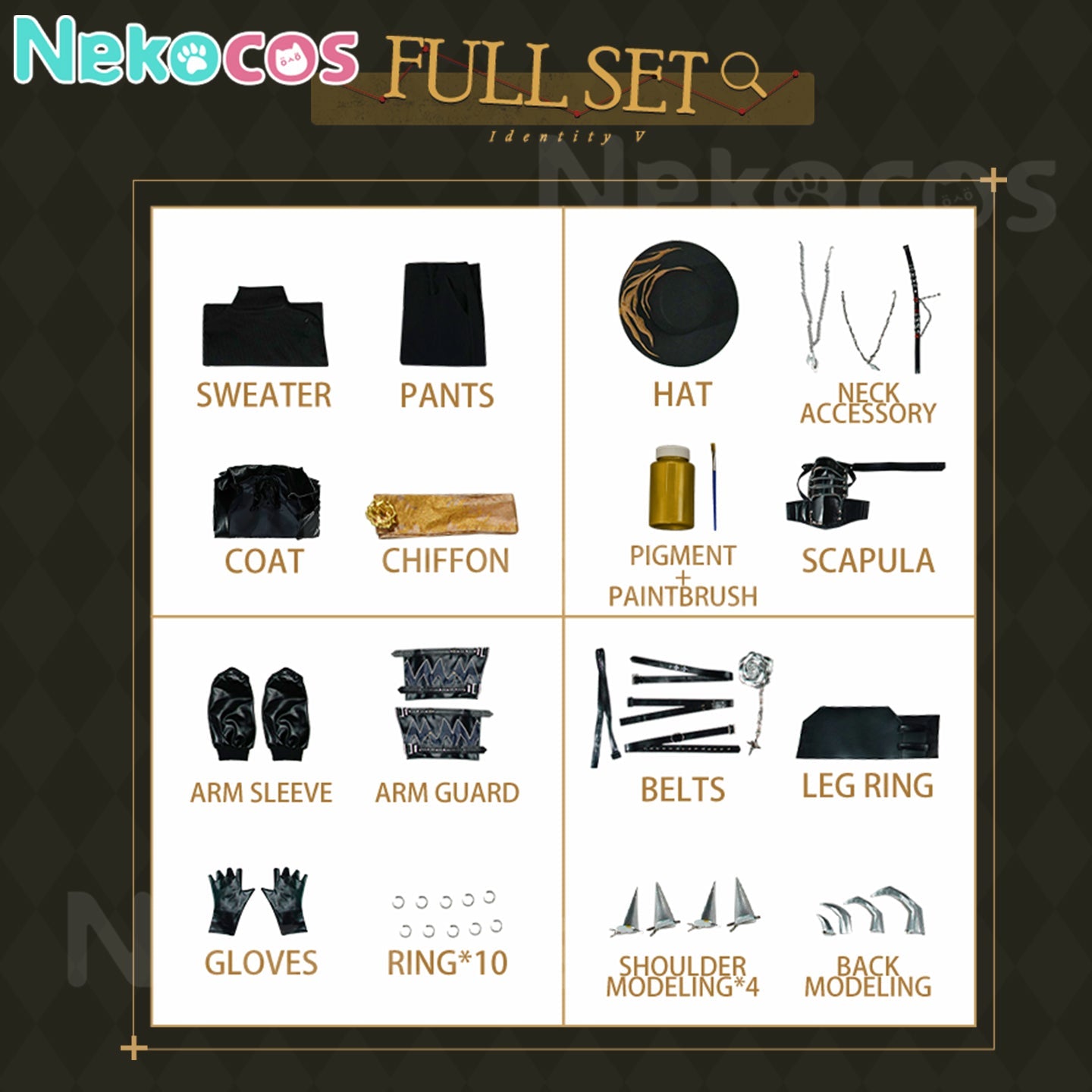 【Nekocos】Game Identity V Cosplay Gold Foil Cosplay Costume Premium Edition | In Stock