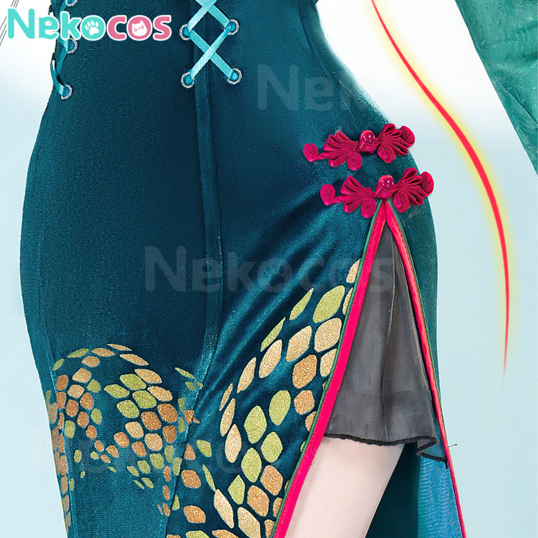 【Nekocos】Vocaloid Cosplay Miku Year Of The Snake Cheongsam Cosplay Costume Premium Edition | Custom-Tailor