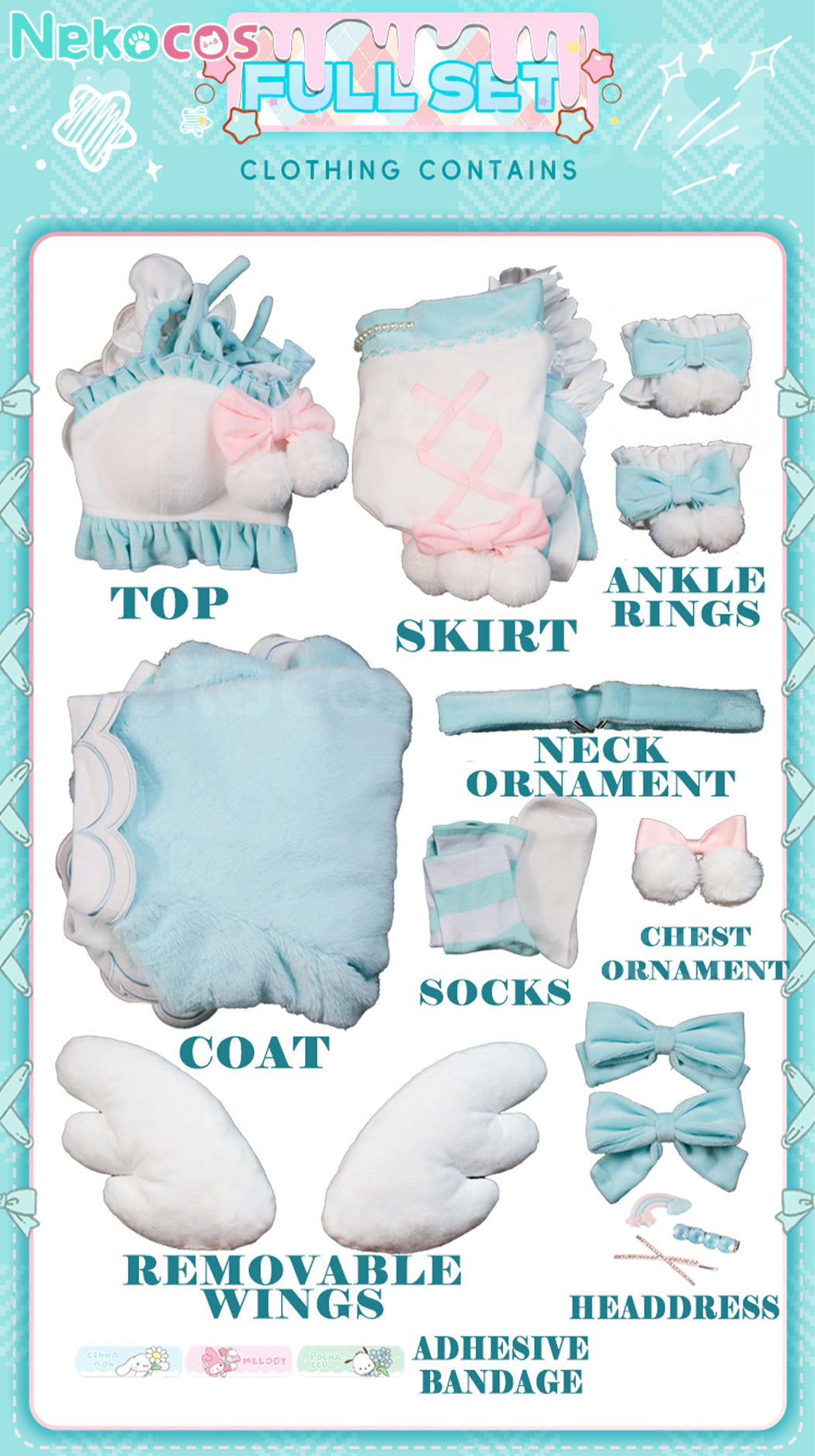 【Nekocos】Vocaloid Cosplay Hatsune Miku and Sanrio Collaboration Cosplay Costume Premium Edition | Custom-Tailor