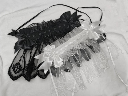 Halloween Gothic Lolita Lace Veil Hairband, Cross Embroidery