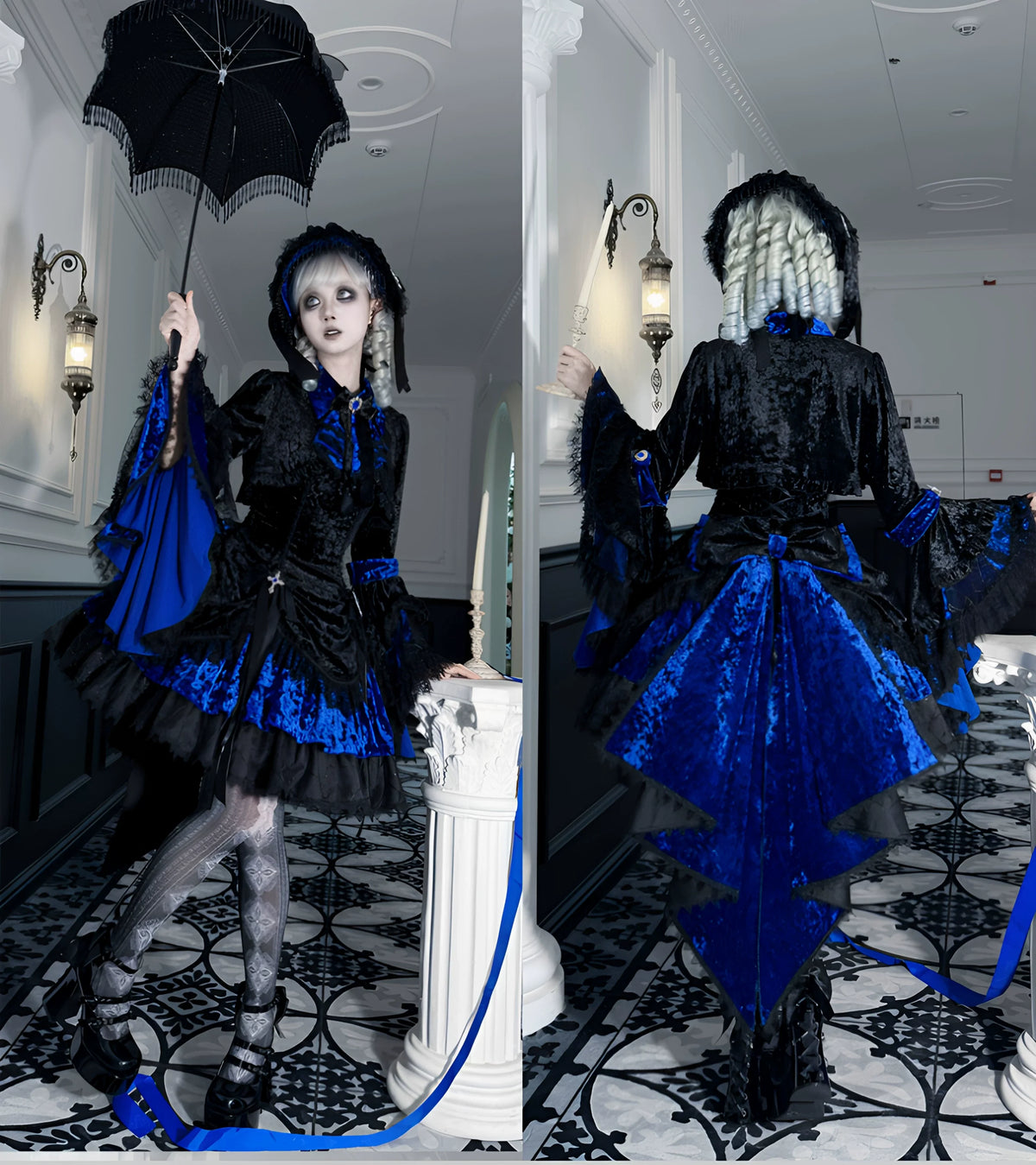 Dark Raven Poem - Gothic Lolita JSK & Bolero Dress Set, Diamond Velvet