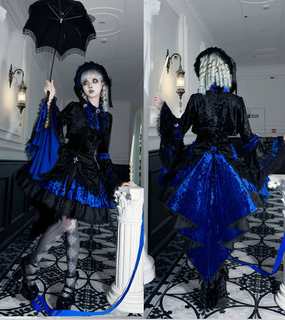 Dark Raven Poem - Gothic Lolita JSK & Bolero Dress Set, Diamond Velvet